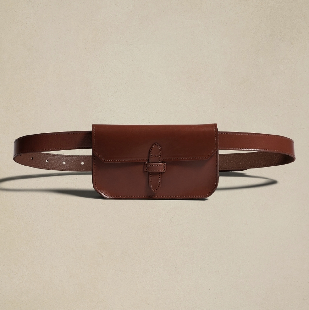 Banana Republic Heritage Leather Belt Bag in Brown Cognac NWT - Picture 5 of 14